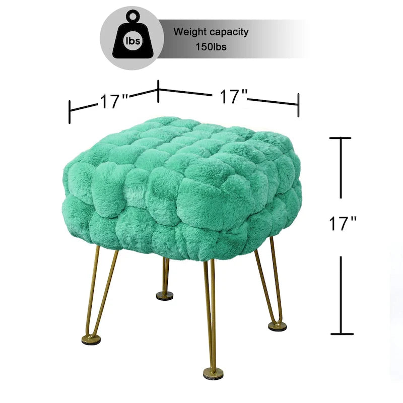 Tabouret-Pouf en Fausse Fourrure de Renard