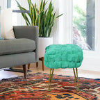 Tabouret-Pouf en Fausse Fourrure de Renard