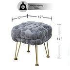 Tabouret-Pouf en Fausse Fourrure de Renard