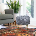 Tabouret-Pouf en Fausse Fourrure de Renard