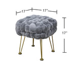 Tabouret-Pouf en Fausse Fourrure de Renard