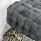 Tabouret-Pouf en Fausse Fourrure de Renard