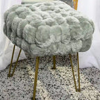 Tabouret-Pouf en Fausse Fourrure de Renard