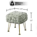 Tabouret-Pouf en Fausse Fourrure de Renard