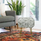 Tabouret-Pouf en Fausse Fourrure de Renard
