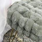 Tabouret-Pouf en Fausse Fourrure de Renard