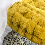 Tabouret-Pouf en Fausse Fourrure de Renard
