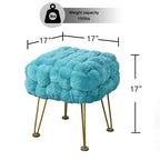 Tabouret-Pouf en Fausse Fourrure de Renard