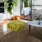 Tabouret-Pouf en Fausse Fourrure de Renard