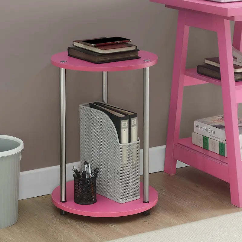 Table d'appoint ronde à 2 niveaux | Faux marbre et chrome | Pour 1