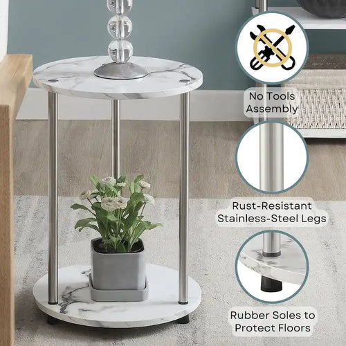 Convenience Concepts Designs2Go No Tools 2 Tier Round End Table