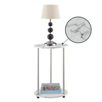Table d'appoint ronde à 2 niveaux | Faux marbre et chrome | Pour 1