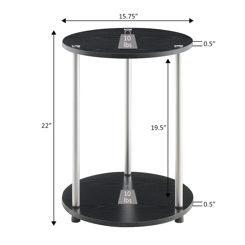 Table d'appoint ronde à 2 niveaux | Faux marbre et chrome | Pour 1