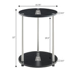 Table d'appoint ronde à 2 niveaux | Faux marbre et chrome | Pour 1