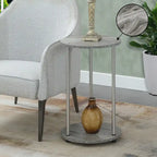 Table d'appoint ronde à 2 niveaux | Faux marbre et chrome | Pour 1