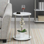 Table d'appoint ronde à 2 niveaux | Faux marbre et chrome | Pour 1
