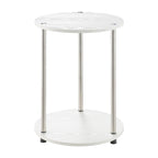 Table d'appoint ronde à 2 niveaux | Faux marbre et chrome | Pour 1