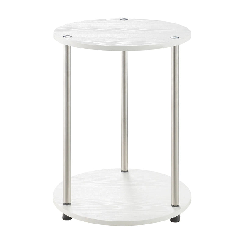 Table d'appoint ronde à 2 niveaux | Faux marbre et chrome | Pour 1