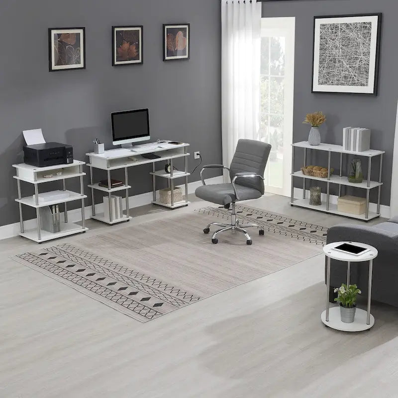 Table d'appoint ronde à 2 niveaux | Faux marbre et chrome | Pour 1