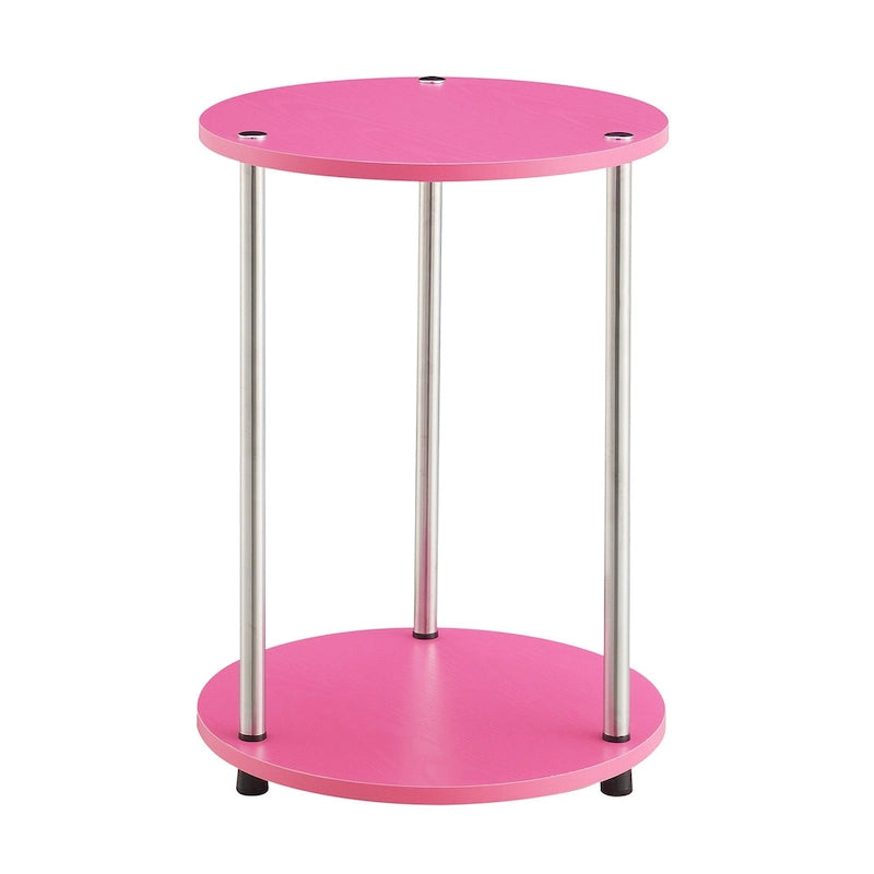 Table d'appoint ronde à 2 niveaux | Faux marbre et chrome | Pour 1