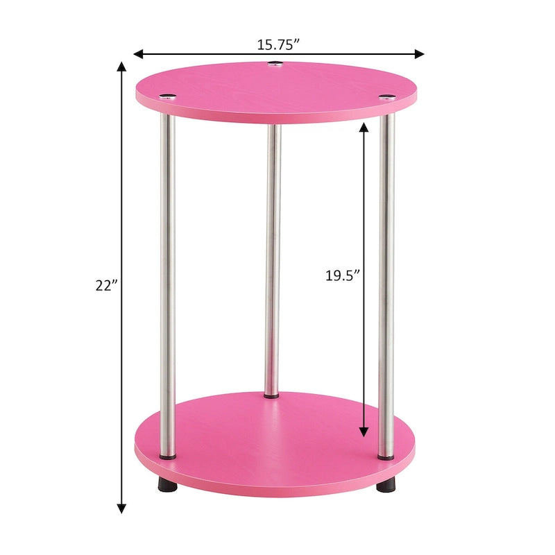 Table d'appoint ronde à 2 niveaux | Faux marbre et chrome | Pour 1