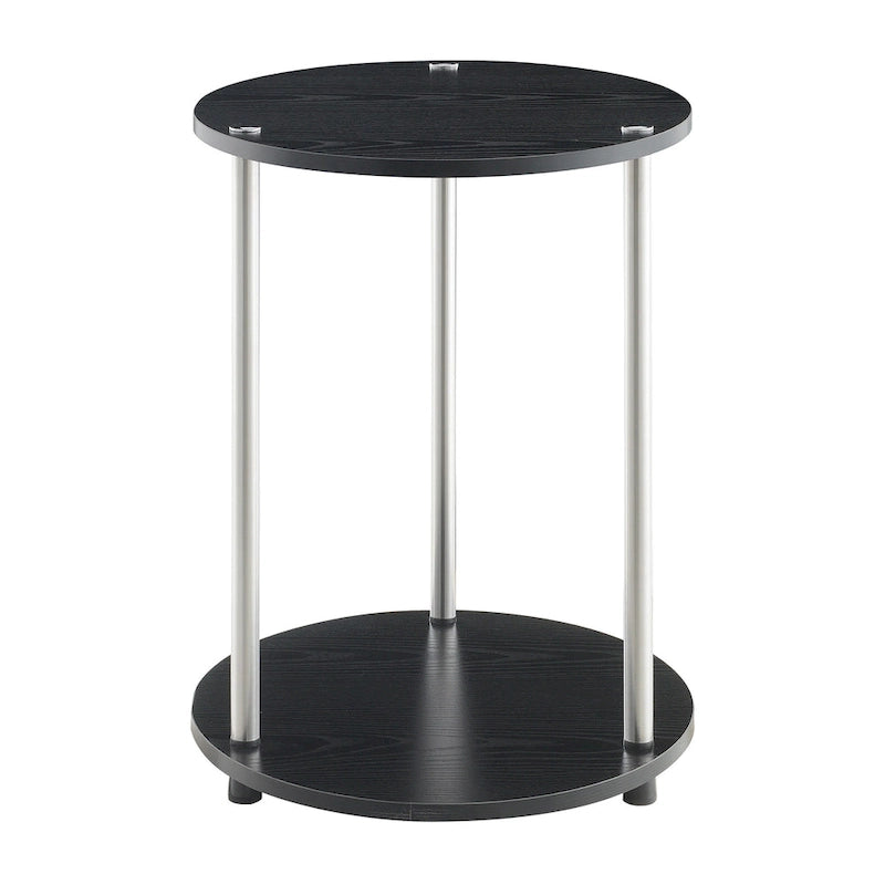 Table d'appoint ronde à 2 niveaux | Faux marbre et chrome | Pour 1