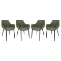 Chaise de salle à manger Markley en cuir avec pieds en fer, lot de 4 fauteuils d'appoint modernes