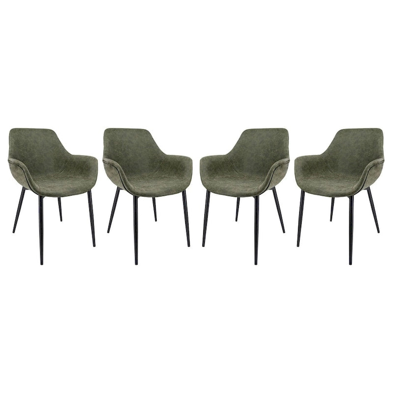 Chaise de salle à manger Markley en cuir avec pieds en fer, lot de 4 fauteuils d'appoint modernes