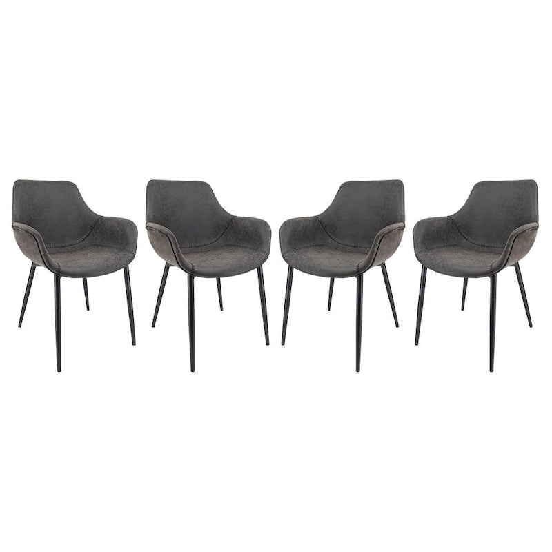 Chaise de salle à manger Markley en cuir avec pieds en fer, lot de 4 fauteuils d'appoint modernes