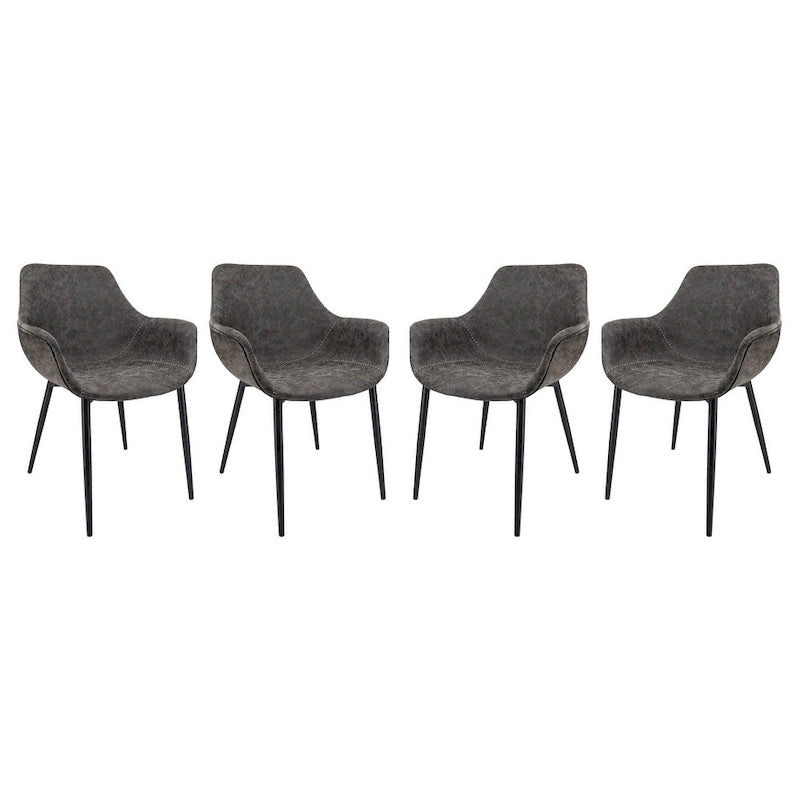 Chaise de salle à manger Markley en cuir avec pieds en fer, lot de 4 fauteuils d'appoint modernes