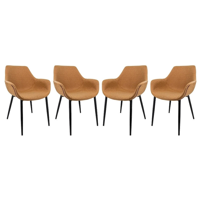 Chaise de salle à manger Markley en cuir avec pieds en fer, lot de 4 fauteuils d'appoint modernes