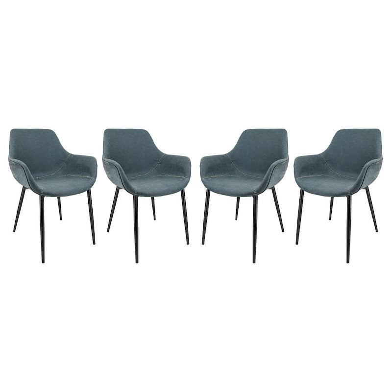 Chaise de salle à manger Markley en cuir avec pieds en fer, lot de 4 fauteuils d'appoint modernes