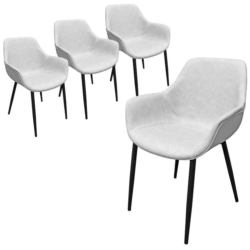 Chaise de salle à manger Markley en cuir avec pieds en fer, lot de 4 fauteuils d'appoint modernes