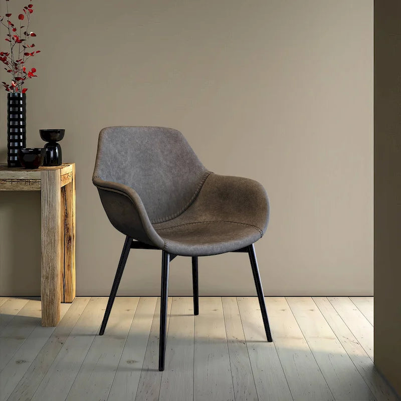 Chaise de salle à manger Markley en cuir avec pieds en fer, lot de 4 fauteuils d'appoint modernes