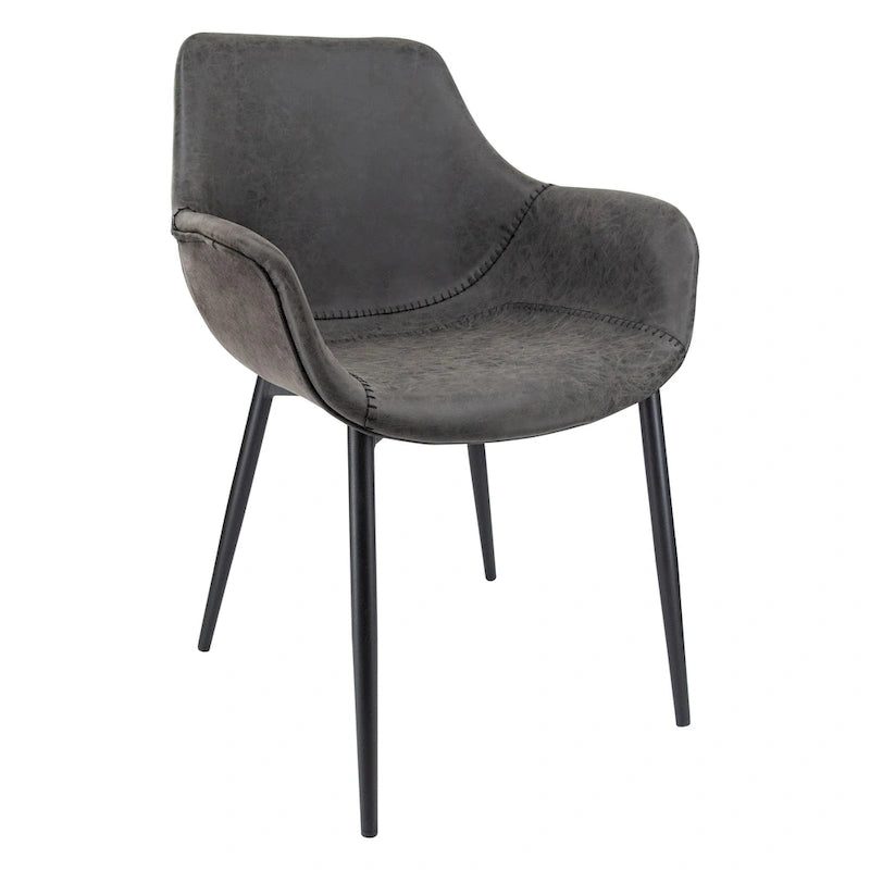 Chaise de salle à manger Markley en cuir avec pieds en fer, lot de 4 fauteuils d'appoint modernes