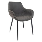 Chaise de salle à manger Markley en cuir avec pieds en fer, lot de 4 fauteuils d'appoint modernes