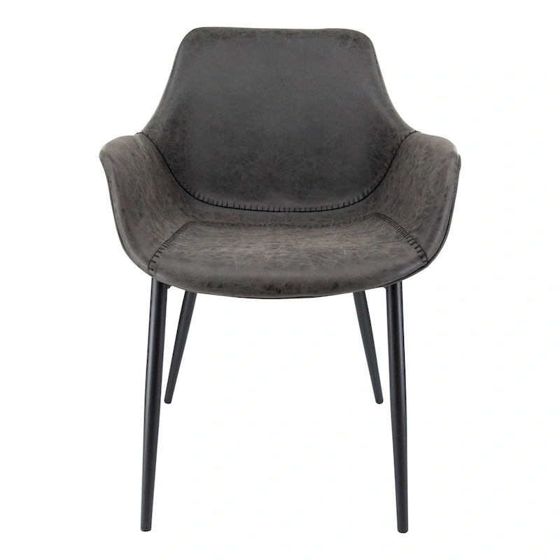 Chaise de salle à manger Markley en cuir avec pieds en fer, lot de 4 fauteuils d'appoint modernes