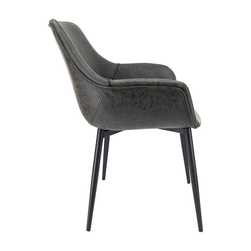 Chaise de salle à manger Markley en cuir avec pieds en fer, lot de 4 fauteuils d'appoint modernes