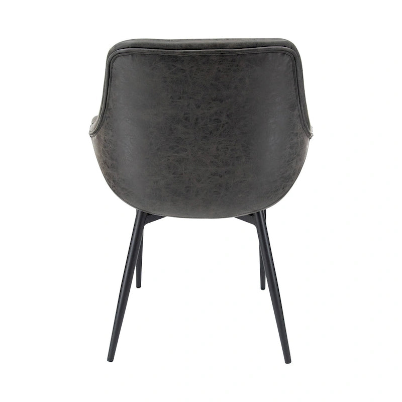 Chaise de salle à manger Markley en cuir avec pieds en fer, lot de 4 fauteuils d'appoint modernes