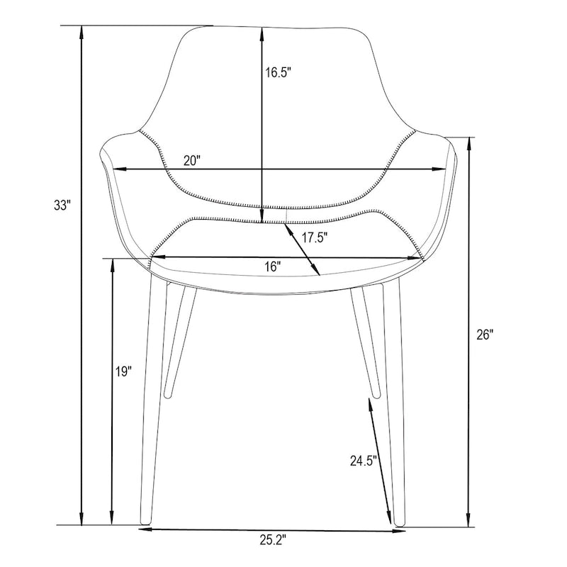 Chaise de salle à manger Markley en cuir avec pieds en fer, lot de 4 fauteuils d'appoint modernes