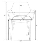 Chaise de salle à manger Markley en cuir avec pieds en fer, lot de 4 fauteuils d'appoint modernes