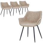 Chaise de salle à manger Markley en cuir avec pieds en fer, lot de 4 fauteuils d'appoint modernes