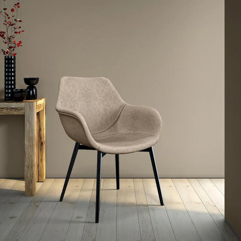Chaise de salle à manger Markley en cuir avec pieds en fer, lot de 4 fauteuils d'appoint modernes