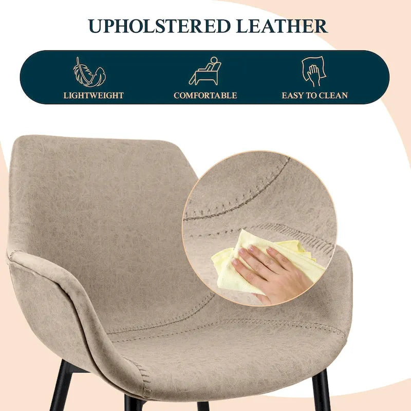 Chaise de salle à manger Markley en cuir avec pieds en fer, lot de 4 fauteuils d'appoint modernes