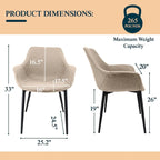 Chaise de salle à manger Markley en cuir avec pieds en fer, lot de 4 fauteuils d'appoint modernes
