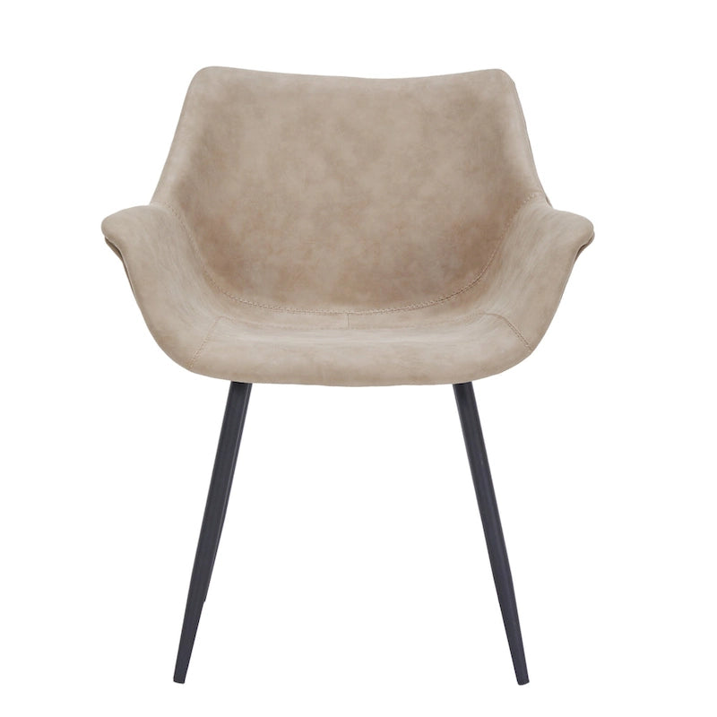 Chaise de salle à manger Markley en cuir avec pieds en fer, lot de 4 fauteuils d'appoint modernes