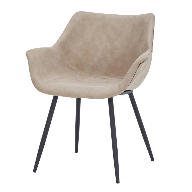 Chaise de salle à manger Markley en cuir avec pieds en fer, lot de 4 fauteuils d'appoint modernes
