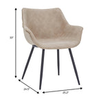 Chaise de salle à manger Markley en cuir avec pieds en fer, lot de 4 fauteuils d'appoint modernes