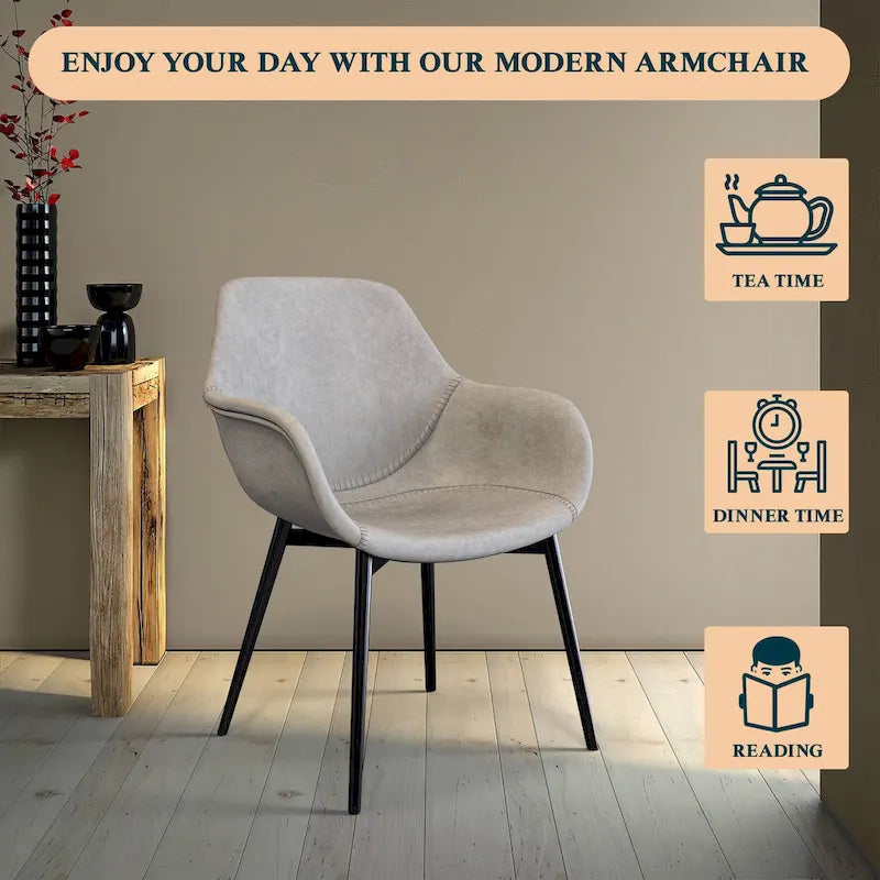 Chaise de salle à manger Markley en cuir avec pieds en fer, lot de 4 fauteuils d'appoint modernes