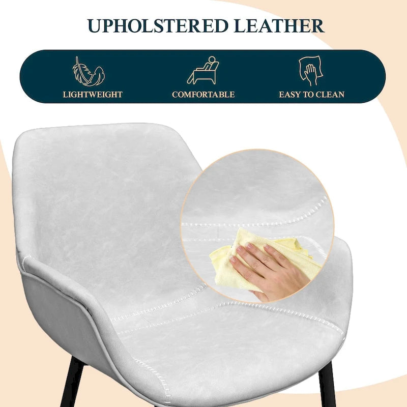 Chaise de salle à manger Markley en cuir avec pieds en fer, lot de 4 fauteuils d'appoint modernes
